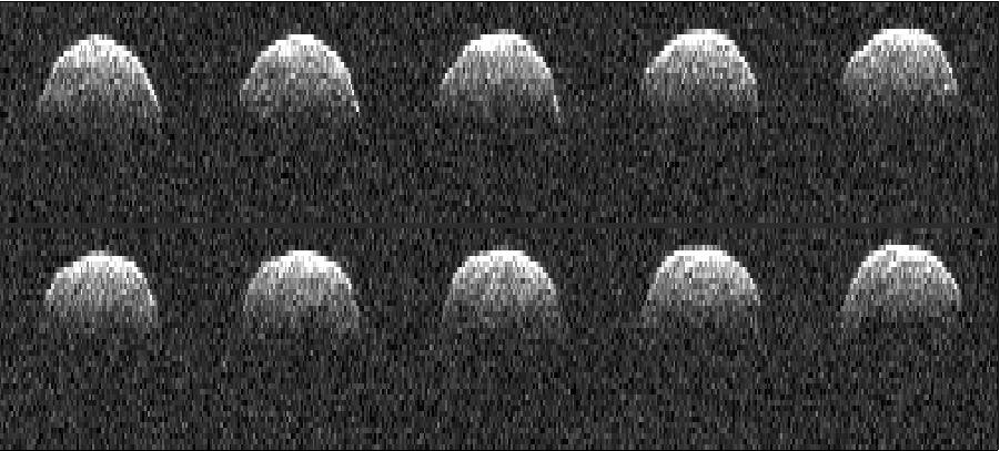 Ta serija radarskih slik asteroida 1999 RQ36 je bila posneta na Nasinem radarskem observatoriju Goldstone 23. septembra 1999.